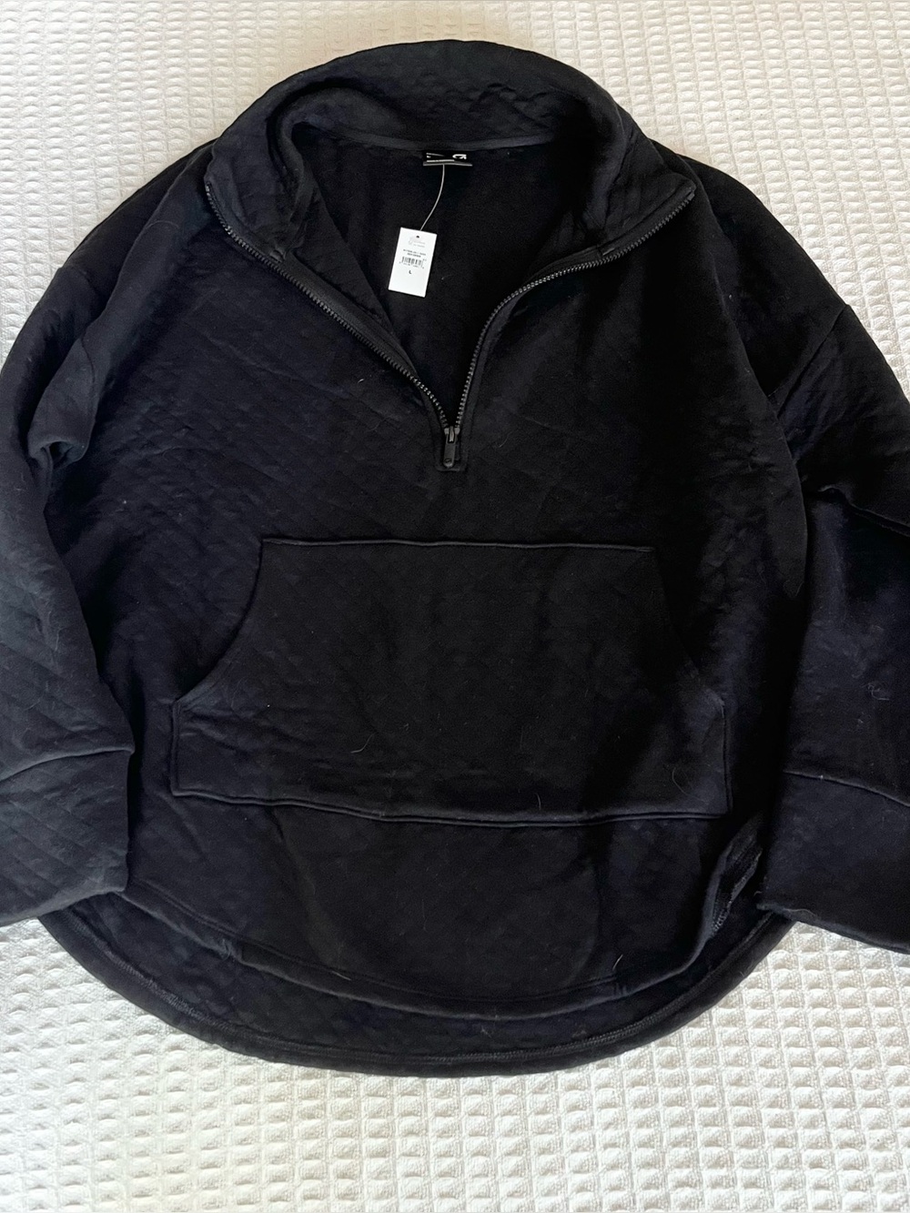 GapFit Black Quilted Half-Zip Pullover Sweatshirt large NWT